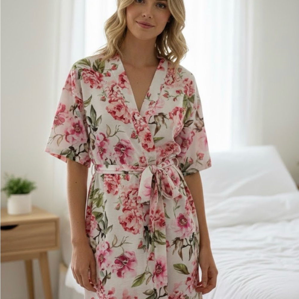 Show Me Your Mumu Brie Robe Pink and Green Floral -One Size